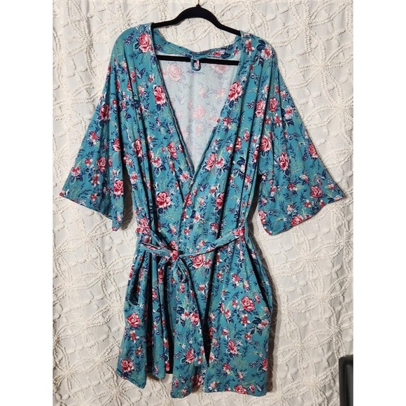 Vera Bradley Womens Wrap Style Robe Size XXL Blue Paisley Floral Lounge Cozy - Picture 1 of 11